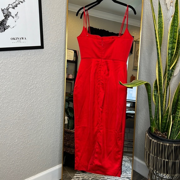 HOUSE OF CB 'Anais' Scarlet Satin Corset Midi Dress NWOT - Picture 9 of 11